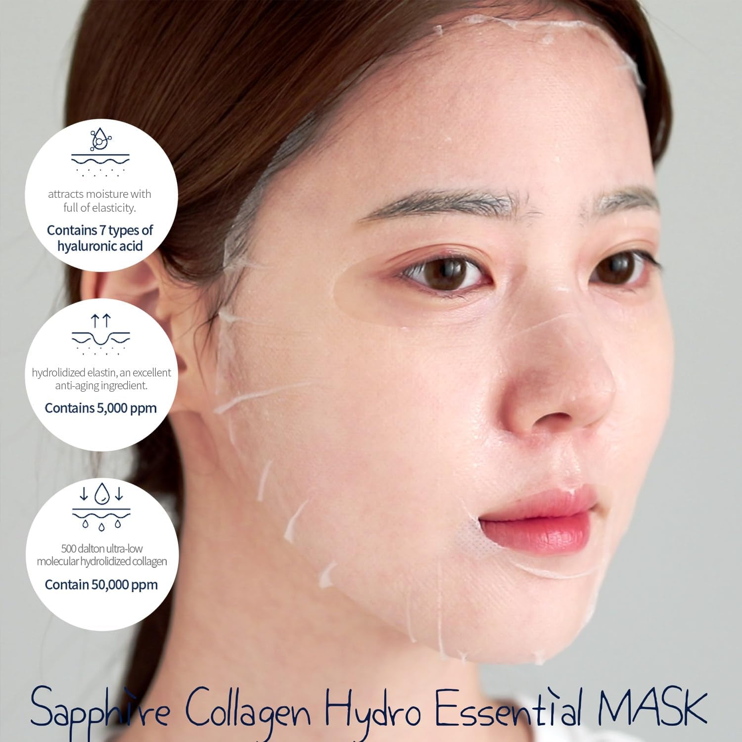 Sapphire Collagen Hydro Essential Mask 10 Sheets Skin Soothing Calming