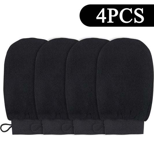 4 Pack Exfoliating Gloves,Skin Scrubber for Body Shower,Black