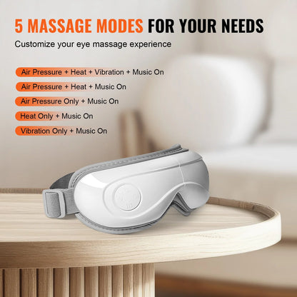 VEVOR Heated Eye Massager Eye Care Device 5 Modes Bluetooth Music 180¡Ã Foldable