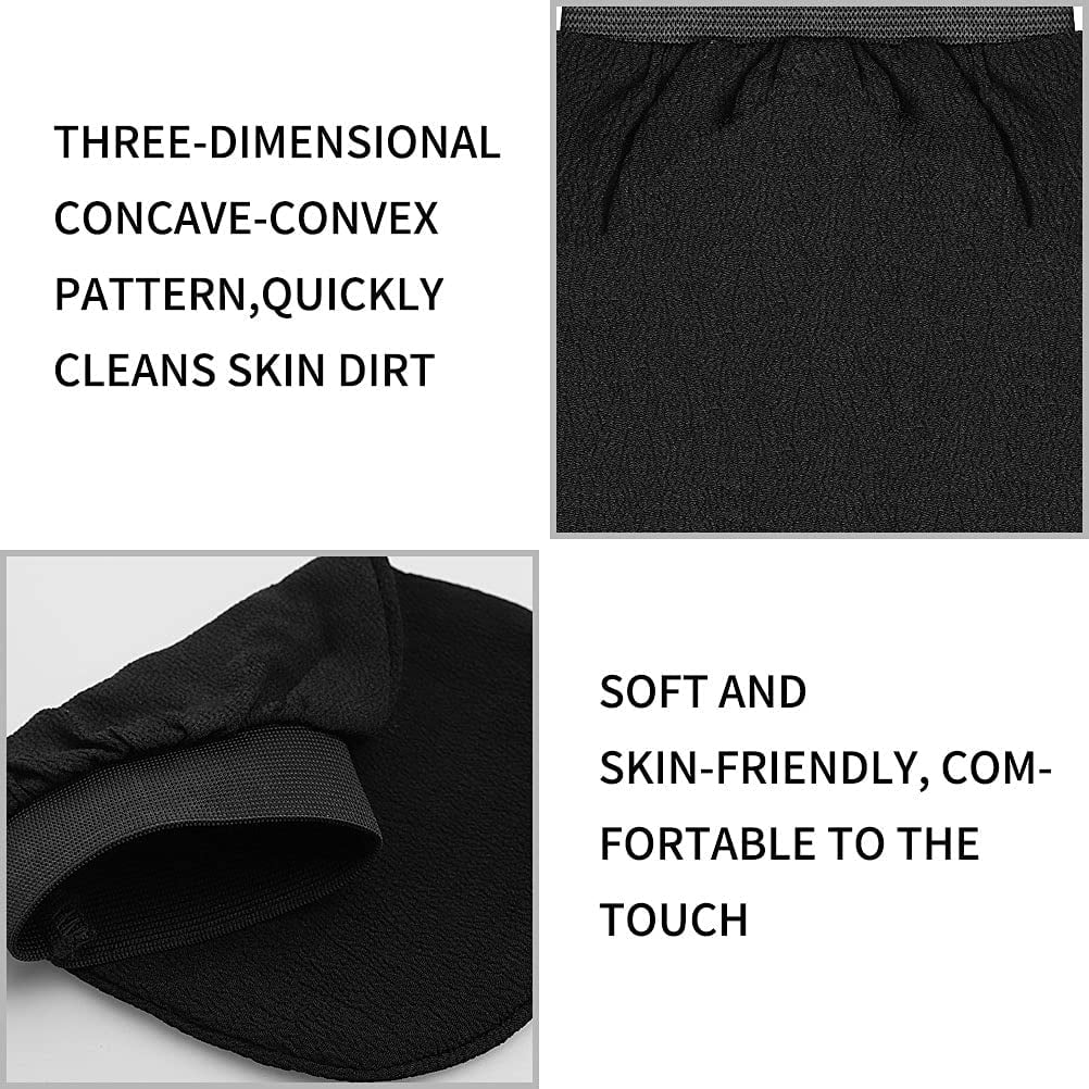 4 Pack Exfoliating Gloves,Skin Scrubber for Body Shower,Black