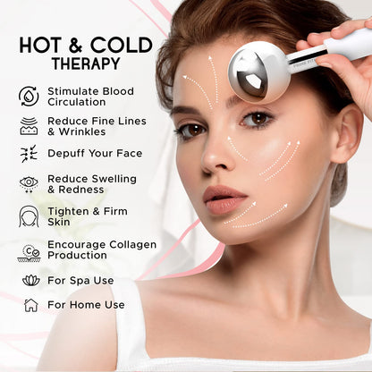 Ice Globes for Facials | Unbreakable Steel Cooling Roller | Cryo Sticks for Face | Massager for Face Neck & Eyes | Skin Care for Dark Circles, Puffiness, Wrinkles, Collagen Production (WHITE)